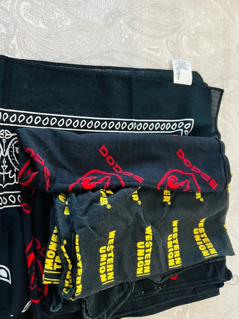 Black Bandana Set with Red Dodge & Yellow Western Union Logos